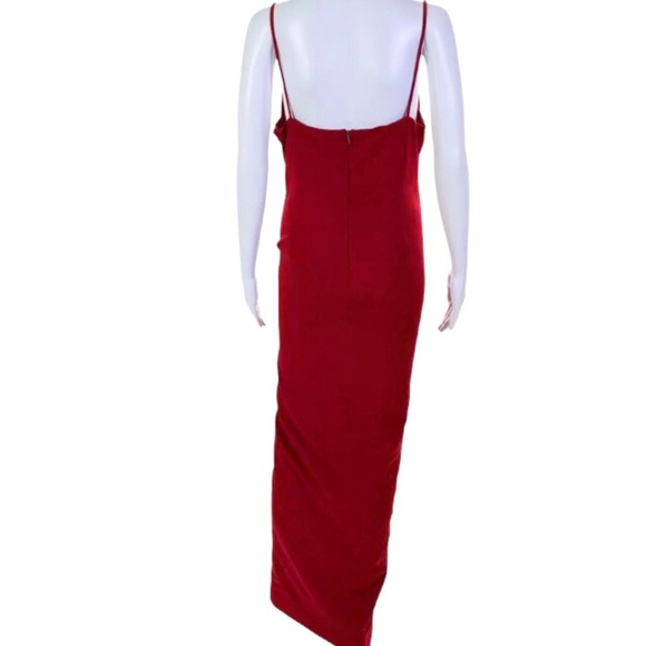 Black Halo Red Bowery Formal Maxi Dress Size 10 Ruched Slit Gown - Picture 3 of 11